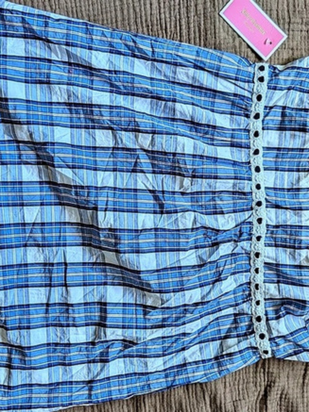 Juicy Couture Plaid Mini Dress in Blue & White Size Large NWT